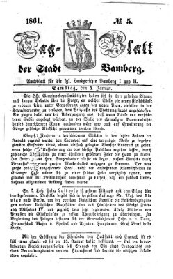 Tag-Blatt der Stadt Bamberg (Bamberger Tagblatt) Samstag 5. Januar 1861