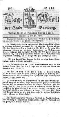 Tag-Blatt der Stadt Bamberg (Bamberger Tagblatt) Samstag 27. April 1861
