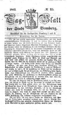 Tag-Blatt der Stadt Bamberg (Bamberger Tagblatt) Samstag 25. Januar 1862