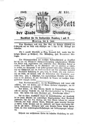 Tag-Blatt der Stadt Bamberg (Bamberger Tagblatt) Montag 2. Juni 1862