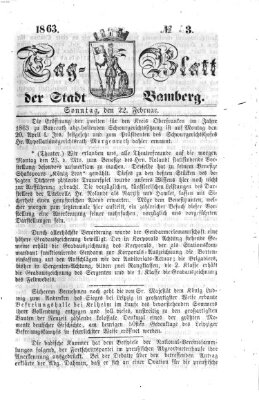 Tag-Blatt der Stadt Bamberg (Bamberger Tagblatt) Sonntag 22. Februar 1863