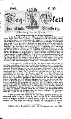 Tag-Blatt der Stadt Bamberg (Bamberger Tagblatt) Dienstag 24. Februar 1863