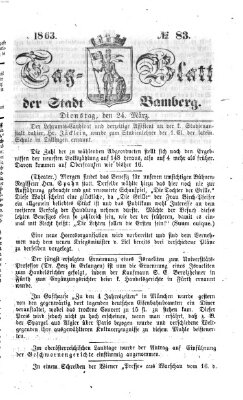 Tag-Blatt der Stadt Bamberg (Bamberger Tagblatt) Dienstag 24. März 1863