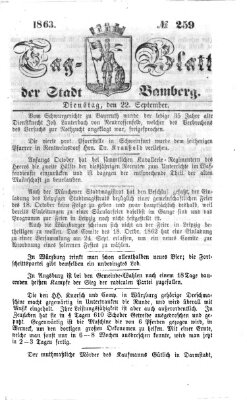 Tag-Blatt der Stadt Bamberg (Bamberger Tagblatt) Dienstag 22. September 1863