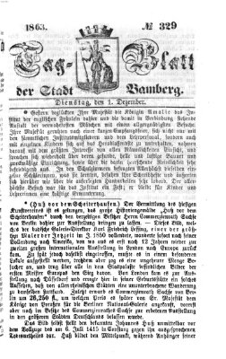 Tag-Blatt der Stadt Bamberg (Bamberger Tagblatt) Dienstag 1. Dezember 1863