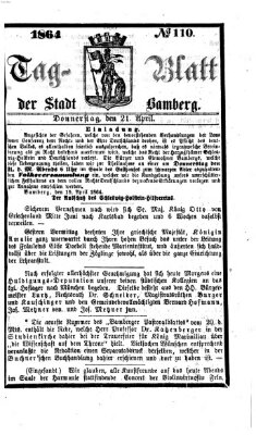 Tag-Blatt der Stadt Bamberg (Bamberger Tagblatt) Donnerstag 21. April 1864