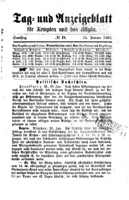 Tag- und Anzeigeblatt für Kempten und das Allgäu Samstag 24. Januar 1863