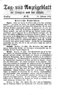 Tag- und Anzeigeblatt für Kempten und das Allgäu Samstag 14. Februar 1863