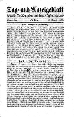 Tag- und Anzeigeblatt für Kempten und das Allgäu Donnerstag 20. August 1863