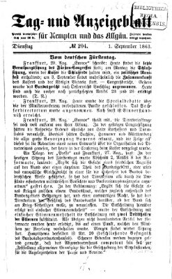 Tag- und Anzeigeblatt für Kempten und das Allgäu Dienstag 1. September 1863
