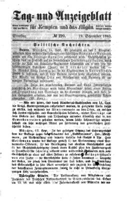 Tag- und Anzeigeblatt für Kempten und das Allgäu Samstag 19. September 1863