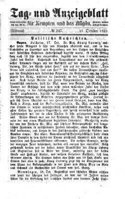 Tag- und Anzeigeblatt für Kempten und das Allgäu Mittwoch 21. Oktober 1863