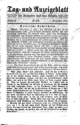 Tag- und Anzeigeblatt für Kempten und das Allgäu Mittwoch 4. November 1863