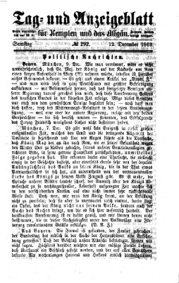 Tag- und Anzeigeblatt für Kempten und das Allgäu Samstag 12. Dezember 1863