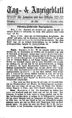 Tag- und Anzeigeblatt für Kempten und das Allgäu Dienstag 11. Oktober 1864