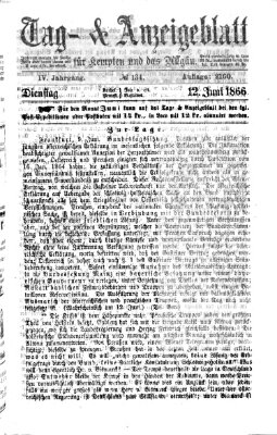 Tag- und Anzeigeblatt für Kempten und das Allgäu Dienstag 12. Juni 1866