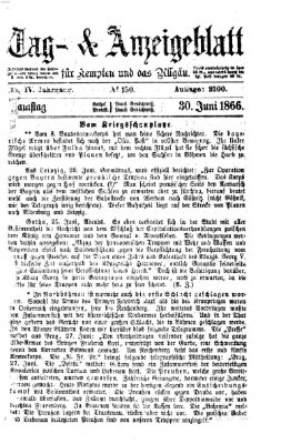 Tag- und Anzeigeblatt für Kempten und das Allgäu Samstag 30. Juni 1866