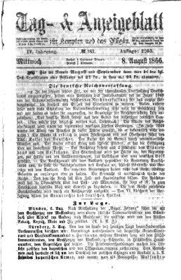 Tag- und Anzeigeblatt für Kempten und das Allgäu Mittwoch 8. August 1866