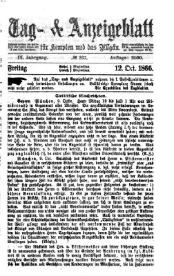 Tag- und Anzeigeblatt für Kempten und das Allgäu Freitag 12. Oktober 1866