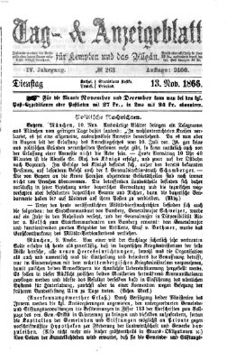 Tag- und Anzeigeblatt für Kempten und das Allgäu Dienstag 13. November 1866