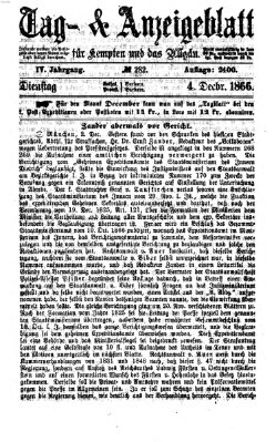 Tag- und Anzeigeblatt für Kempten und das Allgäu Dienstag 4. Dezember 1866