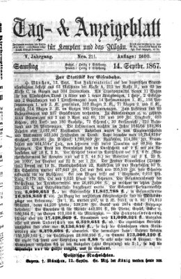 Tag- und Anzeigeblatt für Kempten und das Allgäu Samstag 14. September 1867