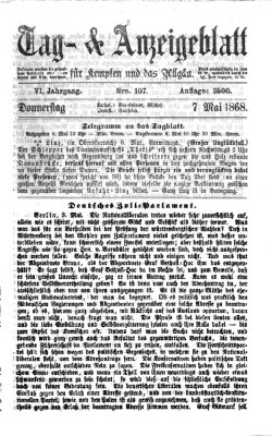 Tag- und Anzeigeblatt für Kempten und das Allgäu Donnerstag 7. Mai 1868