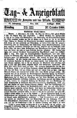 Tag- und Anzeigeblatt für Kempten und das Allgäu Dienstag 27. Oktober 1868