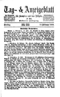 Tag- und Anzeigeblatt für Kempten und das Allgäu Freitag 12. Februar 1869