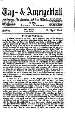 Tag- und Anzeigeblatt für Kempten und das Allgäu Freitag 23. April 1869