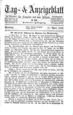 Tag- und Anzeigeblatt für Kempten und das Allgäu Sonntag 25. April 1869