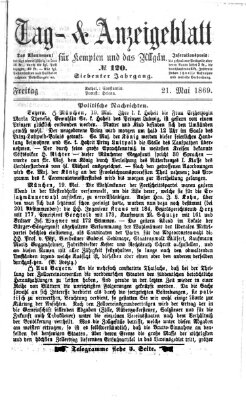 Tag- und Anzeigeblatt für Kempten und das Allgäu Freitag 21. Mai 1869