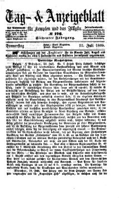 Tag- und Anzeigeblatt für Kempten und das Allgäu Donnerstag 22. Juli 1869