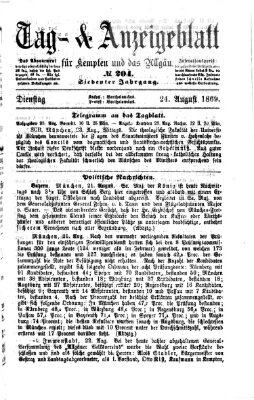 Tag- und Anzeigeblatt für Kempten und das Allgäu Dienstag 24. August 1869