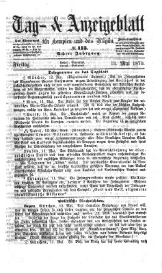 Tag- und Anzeigeblatt für Kempten und das Allgäu Freitag 13. Mai 1870