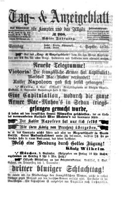 Tag- und Anzeigeblatt für Kempten und das Allgäu Sonntag 4. September 1870