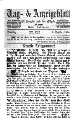 Tag- und Anzeigeblatt für Kempten und das Allgäu Dienstag 6. September 1870