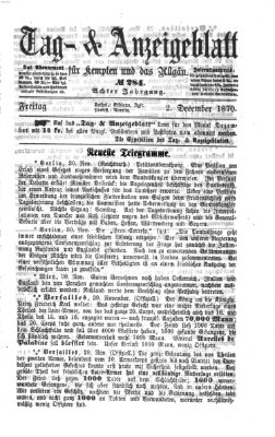 Tag- und Anzeigeblatt für Kempten und das Allgäu Freitag 2. Dezember 1870