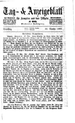 Tag- und Anzeigeblatt für Kempten und das Allgäu Dienstag 30. November 1869
