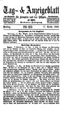 Tag- und Anzeigeblatt für Kempten und das Allgäu Freitag 17. Dezember 1869