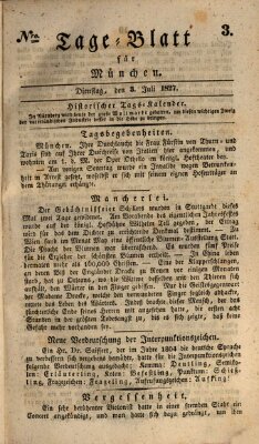 Tags-Blatt für München (Münchener Tagblatt) Dienstag 3. Juli 1827