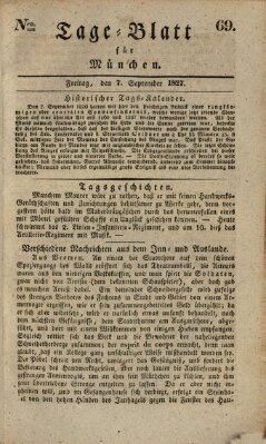 Tags-Blatt für München (Münchener Tagblatt) Freitag 7. September 1827
