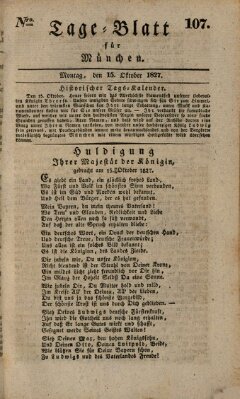 Tags-Blatt für München (Münchener Tagblatt) Montag 15. Oktober 1827