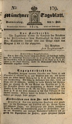 Münchener Tagblatt Donnerstag 2. Juli 1829