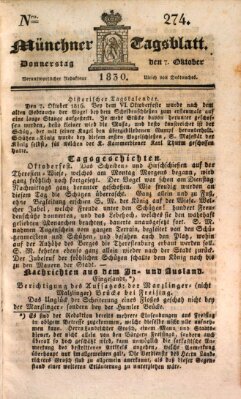 Münchener Tagblatt Donnerstag 7. Oktober 1830