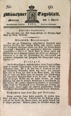 Münchener Tagblatt Montag 4. April 1831