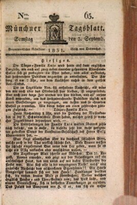 Münchener Tagblatt Samstag 3. September 1831