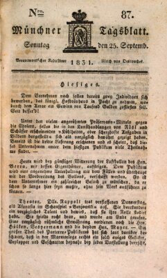 Münchener Tagblatt Sonntag 25. September 1831
