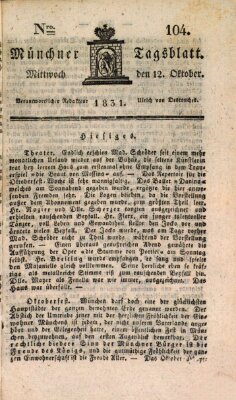 Münchener Tagblatt Mittwoch 12. Oktober 1831