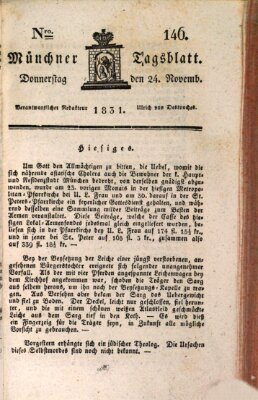 Münchener Tagblatt Donnerstag 24. November 1831
